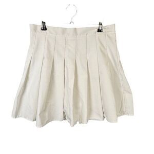 Cider White Pleated Mini Tennis Skirt Side Zipper Size Medium